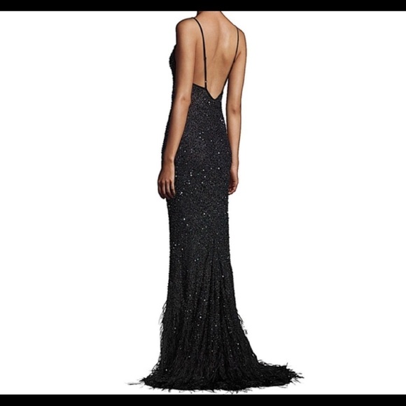 Haute Hippie Sequin Bead Feather Embellished Gown - Picture 2 of 16